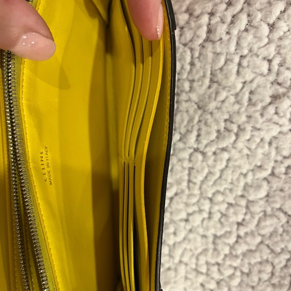 Céline Grey-Taupe Bicolor Yellow Bifold Snap Large Long Flap Wallet - Picture 14 of 16